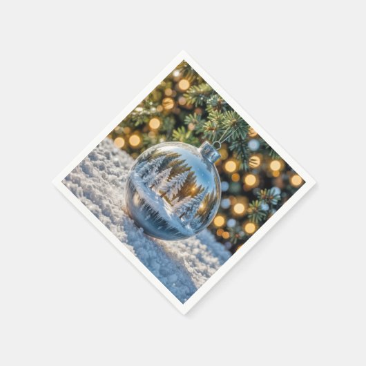 Kerst ornament met een winter bos scène servet (Hoek)