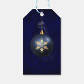 Kerst ornament met goud en marineblauw cadeaulabel (Achterkant)