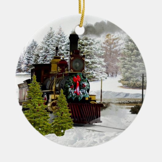 Kerst Ornament met Oude Treinlocomotief (Voorkant)