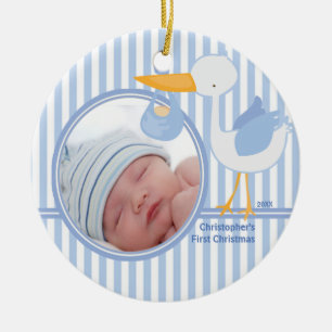 Kerst Ornament Ooievaar Jongen Eerste Kerst Baby F