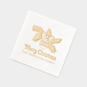 Kerst Ornament op Branch Greeting Naam Folie Servetten (Links)