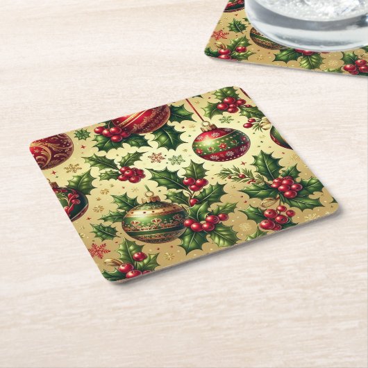 Kerst Ornament Papier Onderzetter (Schuin)