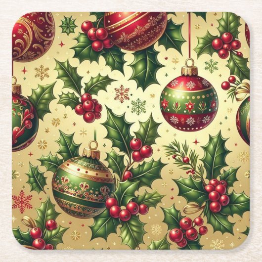 Kerst Ornament Papier Onderzetter (Voorkant)