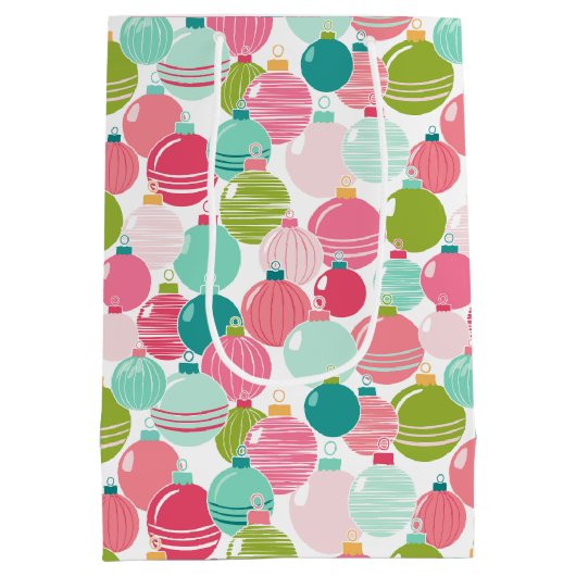 Kerst Ornament Patroon Gift Bag Medium Cadeauzakje (Achterkant)