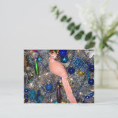 Kerst Ornament Peach Peacock Feestdagenkaart (Staand voorkant)