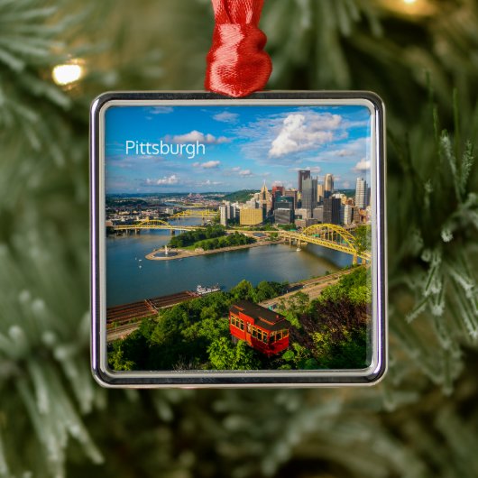 Kerst Ornament-Pittsburgh w / Incline Metalen Ornament (Boom)