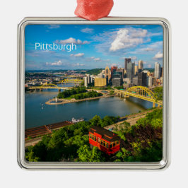 Kerst Ornament-Pittsburgh w / Incline Metalen Ornament