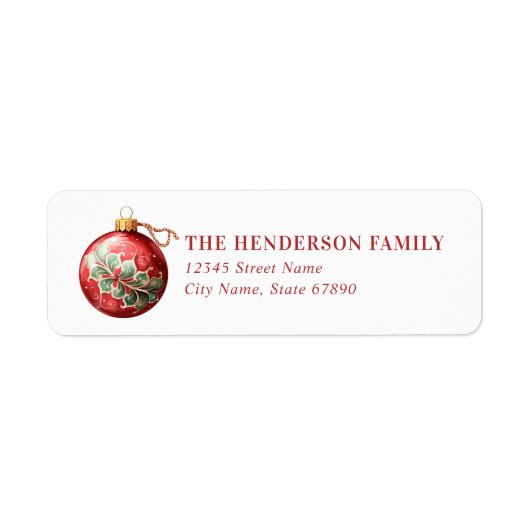 kerst ornament retour adreslabels etiket (Voorkant)