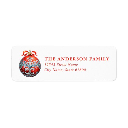kerst ornament retour adreslabels etiket (Voorkant)