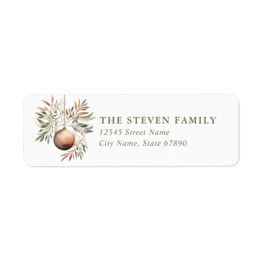kerst ornament retour adreslabels etiket (Voorkant)