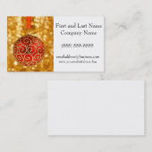 Kerst Ornament Rood met gouden Twinkle Lights Visitekaartje (Voorkant / Achterkant)