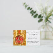 Kerst Ornament Rood met gouden Twinkle Lights Visitekaartje (Staand voorkant)