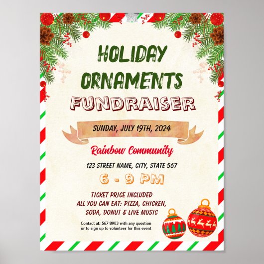 Kerst ornament school evenement sjabloon poster (Voorkant)
