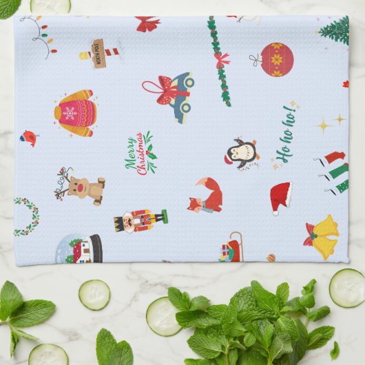 Kerst ornament sneeuwbal sneeuwpop winterdieren theedoek (Gevouwen)