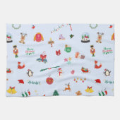 Kerst ornament sneeuwbal sneeuwpop winterdieren theedoek (Horizontaal)