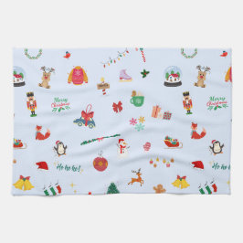 Kerst ornament sneeuwbal sneeuwpop winterdieren theedoek