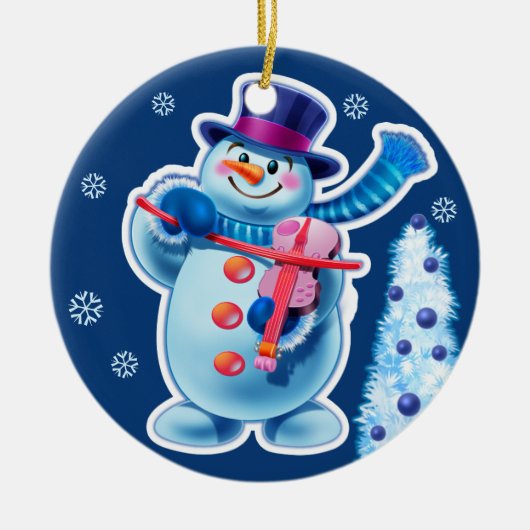 Kerst ornament sneeuwpop muziek band. (Voorkant)