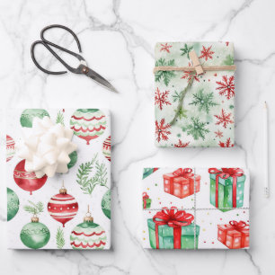 Kerst Ornament Sneeuwvlok Cadeaus Vakantie Gift Inpakpapier Vel
