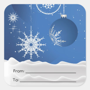 Kerst Ornament Sneeuwvlokken Vierkante Stickers