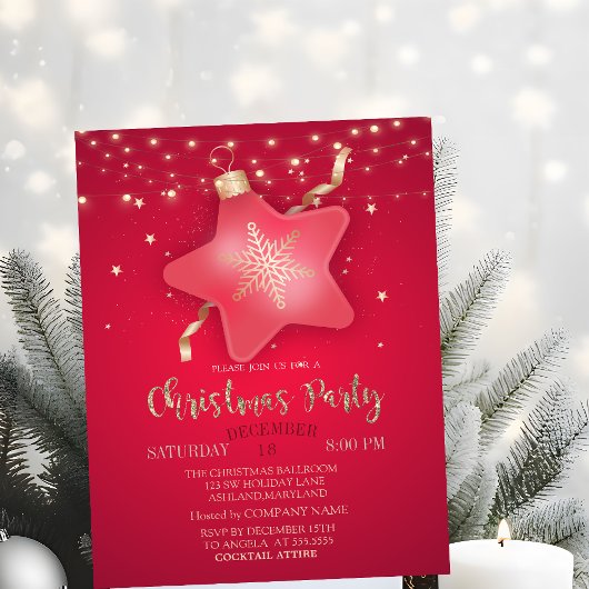 Kerst Ornament Ster Bedrijfsfeest Uitnodiging