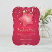 Kerst Ornament Ster Bedrijfsfeest Uitnodiging (Staand voorkant)