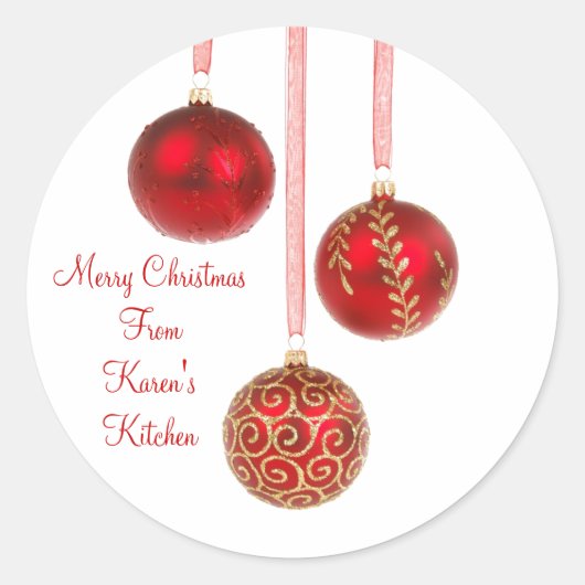 Kerst ornament sticker rood (Voorkant)