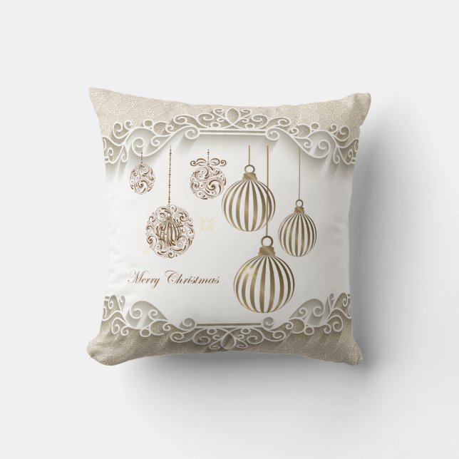 Kerst Ornament Taupe/Sparkle Sierkussen (Voorkant)