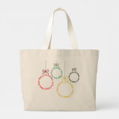 Kerst Ornament Tekst Ontwerp Grote Tote Bag (Achterkant)