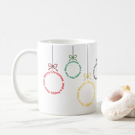 Kerst Ornament Tekst Ontwerp Koffiemok (Met donut)