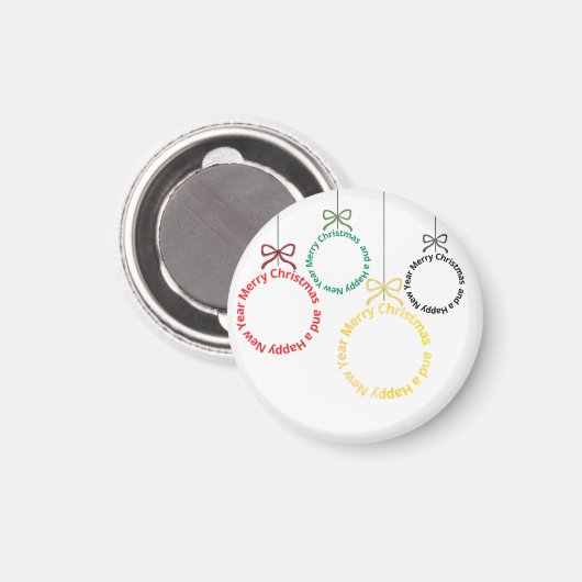 Kerst Ornament Tekst Ontwerp Magneet (Voorkant / Achterkant)