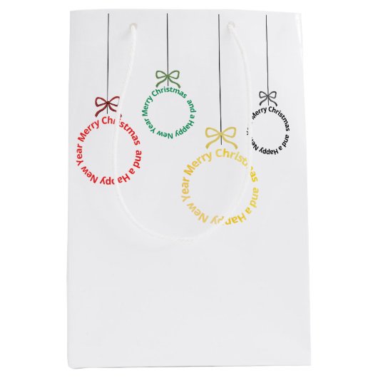 Kerst Ornament Tekst Ontwerp Medium Cadeauzakje (Voorkant)
