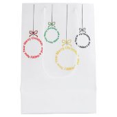 Kerst Ornament Tekst Ontwerp Medium Cadeauzakje (Achterkant)