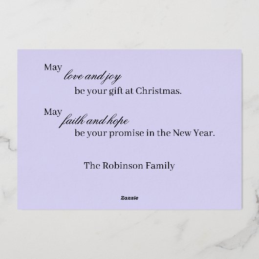 Kerst Ornament Trio | Lavendel Folie Kaart (Achterkant)