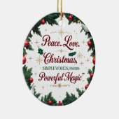 Kerst Ornament van Keramiek met Vrede Liefde (Rechts)