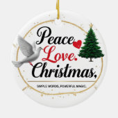 Kerst Ornament van Keramiek 'Vrede Liefde Kerstmis (Achterkant)
