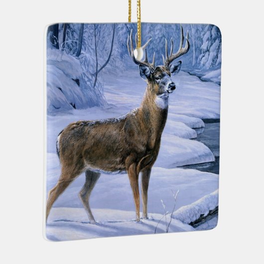 Kerst ornament-winter herten scène keramisch ornament (Rechts)