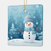 Kerst ornament-winter sneeuwman scène keramisch ornament (Links)