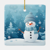 Kerst ornament-winter sneeuwman scène keramisch ornament (Achterkant)