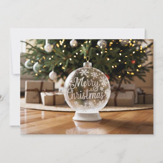 Kerst Ornament Witte Crystal Ball Feestdagenkaart (Voorkant)