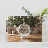 Kerst Ornament Witte Crystal Ball Feestdagenkaart (Staand voorkant)