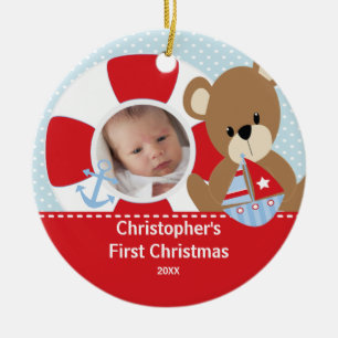 Kerst Ornament Zeilboot Eerste Kerst Foto Baby