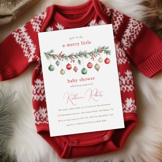 Kerst Ornamente Baby Shower Uitnodiging