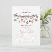 Kerst Ornamente Baby Shower Uitnodiging (Staand voorkant)