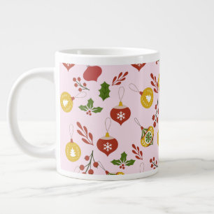 Kerst Ornamente Feestelijke Groene Tinten Roze Grote Koffiekop