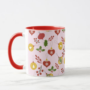 Kerst Ornamente Feestelijke Groene Tinten Roze Mok