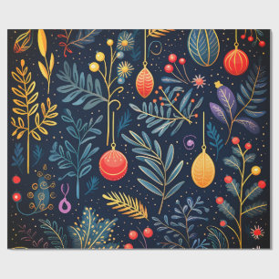 Kerst Ornamente Gift met Vintage Botanische Print Cadeaupapier