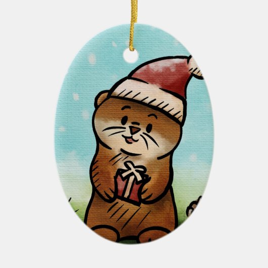 Kerst Ornamente Notice Otis Ovaal Keramisch Ornament (Voorkant)