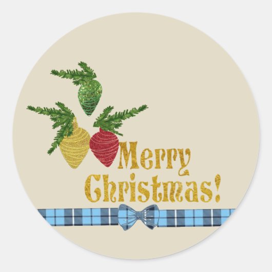 Kerst Ornamente  Ronde Sticker (Voorkant)