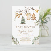Kerst Ornamenten Boom Winter Floral Baby shower Kaart (Staand voorkant)