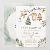 Kerst Ornamenten Boom Winter Floral Baby shower Kaart (Voorkant / Achterkant)